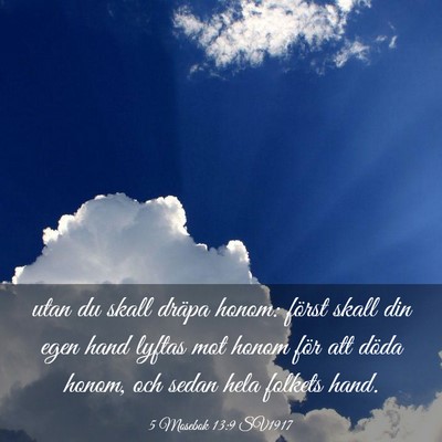 Picture 03 - 5 Mosebok 13:9 SV1917 - utan du skall dräpa honom: först skall din egen - Bible Verse Picture