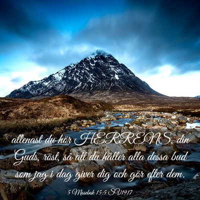 Picture 03 - 5 Mosebok 15:5 SV1917 - allenast du hör HERRENS, din Guds, röst, så - Bible Verse Picture