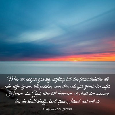 Picture 03 - 5 Mosebok 17:12 SV1917 - Men om någon gör sig skyldig till den - Bible Verse Picture