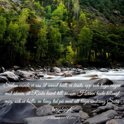 Picture 03 - 5 Mosebok 2:1 SV1917 - Sedan vände vi oss åt annat håll, vi bröto - Bible Verse Picture