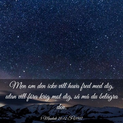 Picture 03 - 5 Mosebok 20:12 SV1917 - Men om den icke vill hava fred med dig, utan vill - Bible Verse Picture