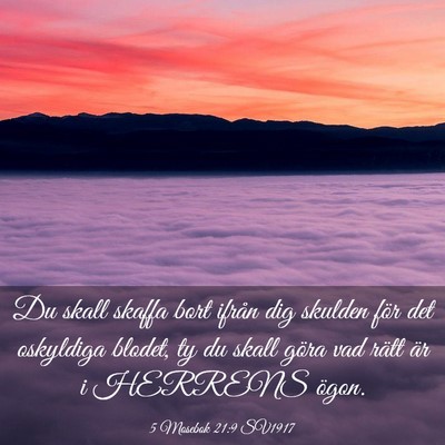 Picture 03 - 5 Mosebok 21:9 SV1917 - Du skall skaffa bort ifrån dig skulden för det - Bible Verse Picture