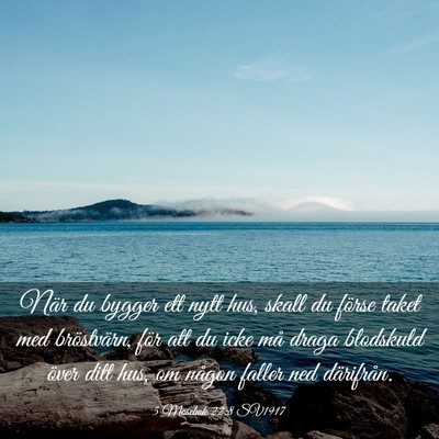 Picture 03 - 5 Mosebok 22:8 SV1917 - När du bygger ett nytt hus, skall du förse - Bible Verse Picture
