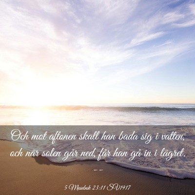 Picture 03 - 5 Mosebok 23:11 SV1917 - Och mot aftonen skall han bada sig i vatten, och - Bible Verse Picture