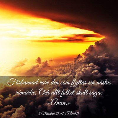 Picture 03 - 5 Mosebok 27:17 SV1917 - Förbannad vare den som flyttar sin nästas - Bible Verse Picture