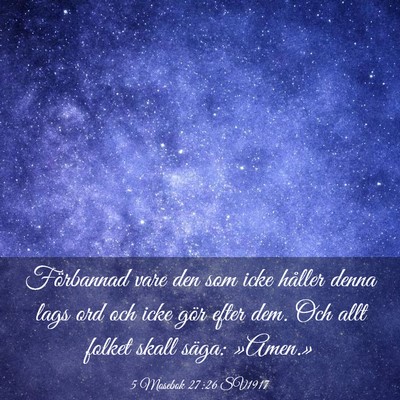 Picture 03 - 5 Mosebok 27:26 SV1917 - Förbannad vare den som icke håller denna lags - Bible Verse Picture