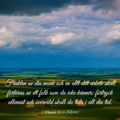 Picture 03 - 5 Mosebok 28:33 SV1917 - Frukten av din mark och av allt ditt arbete skall - Bible Verse Picture