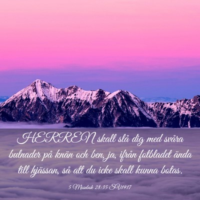 Picture 03 - 5 Mosebok 28:35 SV1917 - HERREN skall slå dig med svåra bulnader på - Bible Verse Picture