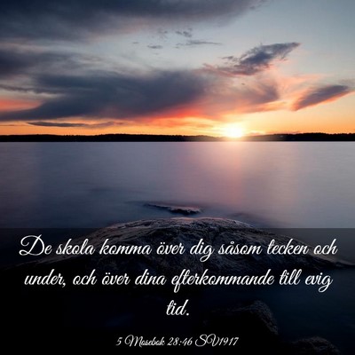 Picture 03 - 5 Mosebok 28:46 SV1917 - De skola komma över dig såsom tecken och under, - Bible Verse Picture