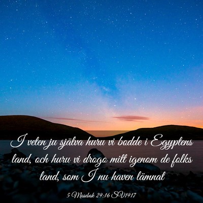 Picture 03 - 5 Mosebok 29:16 SV1917 - I veten ju själva huru vi bodde i Egyptens land, - Bible Verse Picture
