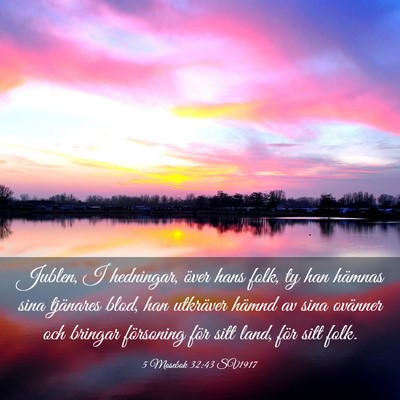Picture 03 - 5 Mosebok 32:43 SV1917 - Jublen, I hedningar, över hans folk, ty han - Bible Verse Picture