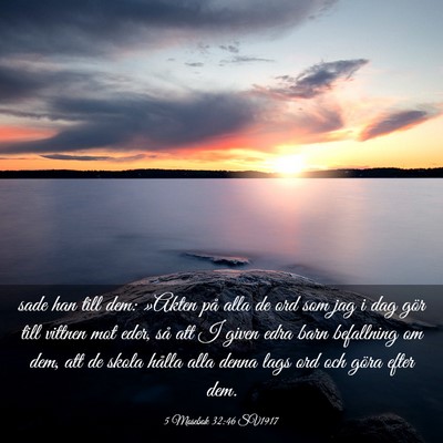 Picture 03 - 5 Mosebok 32:46 SV1917 - sade han till dem: »Akten på alla de ord som - Bible Verse Picture