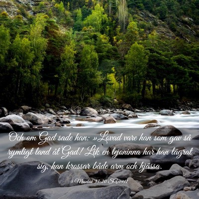 Picture 03 - 5 Mosebok 33:20 SV1917 - Och om Gad sade han: »Lovad vare han som gav så - Bible Verse Picture