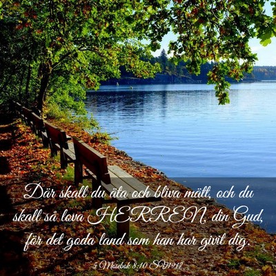 Picture 03 - 5 Mosebok 8:10 SV1917 - Där skall du äta och bliva mätt, och du skall - Bible Verse Picture