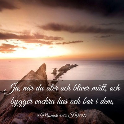 Picture 03 - 5 Mosebok 8:12 SV1917 - Ja, när du äter och bliver mätt, och bygger - Bible Verse Picture