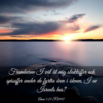 Picture 03 - Amos 5:25 SV1917 - Framburen I väl åt mig slaktoffer och spisoffer - Bible Verse Picture