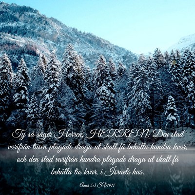 Picture 03 - Amos 5:3 SV1917 - Ty så säger Herren, HERREN: Den stad varifrån - Bible Verse Picture