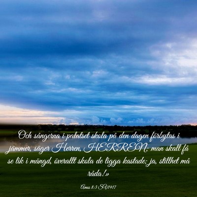 Picture 03 - Amos 8:3 SV1917 - Och sångerna i palatset skola på den dagen - Bible Verse Picture