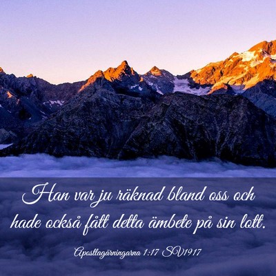 Picture 03 - Apostlagärningarna 1:17 SV1917 - Han var ju räknad bland oss och hade också - Bible Verse Picture