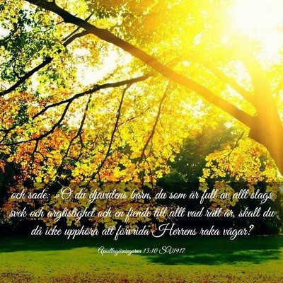 Picture 03 - Apostlagärningarna 13:10 SV1917 - och sade: »O du djävulens barn, du som är full - Bible Verse Picture