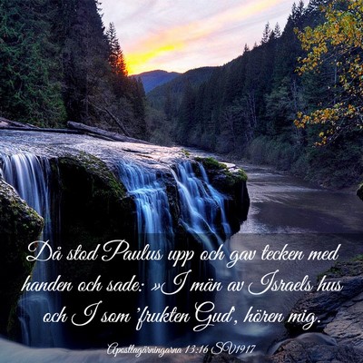 Picture 03 - Apostlagärningarna 13:16 SV1917 - Då stod Paulus upp och gav tecken med handen och - Bible Verse Picture