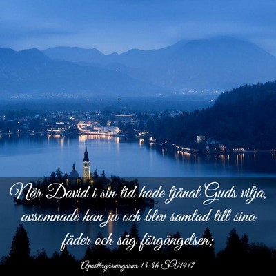 Picture 03 - Apostlagärningarna 13:36 SV1917 - När David i sin tid hade tjänat Guds vilja, - Bible Verse Picture