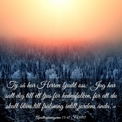 Picture 03 - Apostlagärningarna 13:47 SV1917 - Ty så har Herren bjudit oss: 'Jag har satt dig - Bible Verse Picture