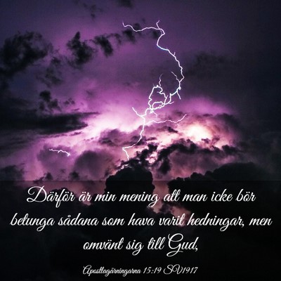 Picture 03 - Apostlagärningarna 15:19 SV1917 - Därför är min mening att man icke bör betunga - Bible Verse Picture