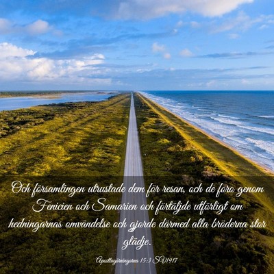 Picture 03 - Apostlagärningarna 15:3 SV1917 - Och församlingen utrustade dem för resan, och - Bible Verse Picture