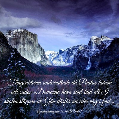 Picture 03 - Apostlagärningarna 16:36 SV1917 - Fångvaktaren underrättade då Paulus härom och - Bible Verse Picture