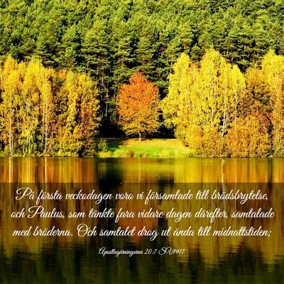 Picture 03 - Apostlagärningarna 20:7 SV1917 - På första veckodagen voro vi församlade till - Bible Verse Picture