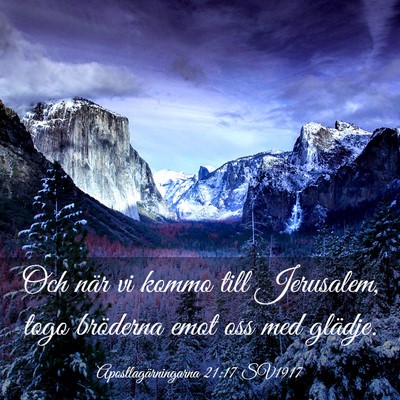 Picture 03 - Apostlagärningarna 21:17 SV1917 - Och när vi kommo till Jerusalem, togo bröderna - Bible Verse Picture