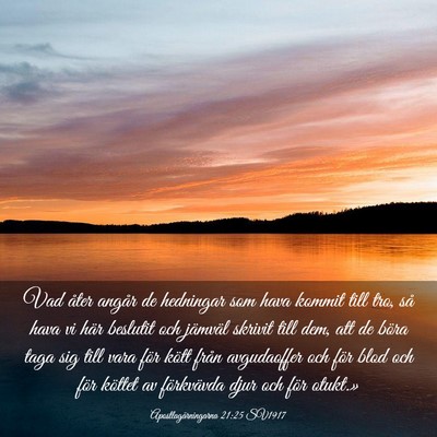 Picture 03 - Apostlagärningarna 21:25 SV1917 - Vad åter angår de hedningar som hava kommit - Bible Verse Picture
