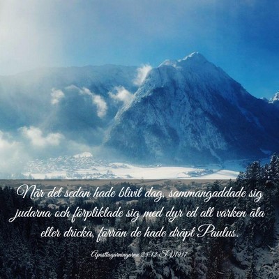 Picture 03 - Apostlagärningarna 23:12 SV1917 - När det sedan hade blivit dag, sammangaddade sig - Bible Verse Picture