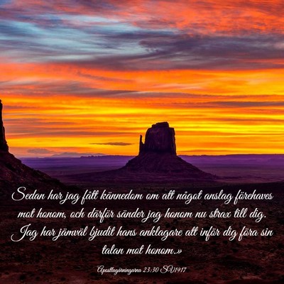 Picture 03 - Apostlagärningarna 23:30 SV1917 - Sedan har jag fått kännedom om att något - Bible Verse Picture