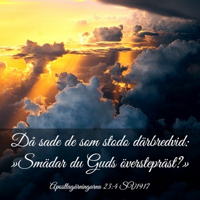 Picture 03 - Apostlagärningarna 23:4 SV1917 - Då sade de som stodo därbredvid: »Smädar du - Bible Verse Picture