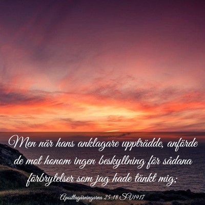 Picture 03 - Apostlagärningarna 25:18 SV1917 - Men när hans anklagare uppträdde, anförde de - Bible Verse Picture