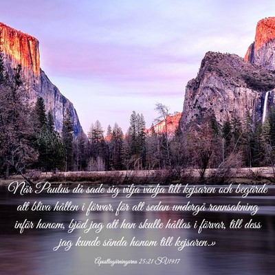 Picture 03 - Apostlagärningarna 25:21 SV1917 - När Paulus då sade sig vilja vädja till - Bible Verse Picture