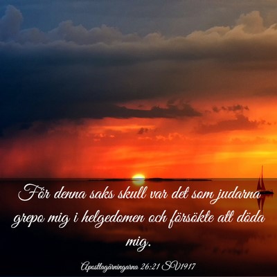 Picture 03 - Apostlagärningarna 26:21 SV1917 - För denna saks skull var det som judarna grepo - Bible Verse Picture