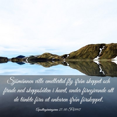 Picture 03 - Apostlagärningarna 27:30 SV1917 - Sjömännen ville emellertid fly ifrån skeppet - Bible Verse Picture