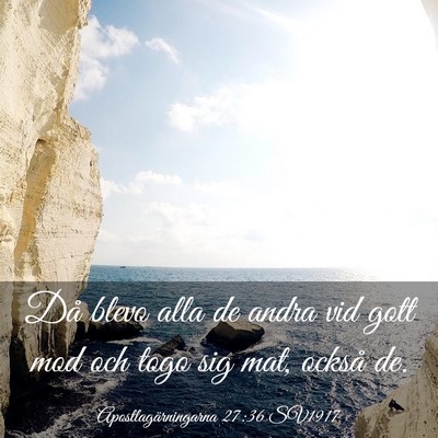Picture 03 - Apostlagärningarna 27:36 SV1917 - Då blevo alla de andra vid gott mod och togo sig - Bible Verse Picture