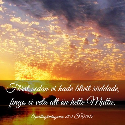 Picture 03 - Apostlagärningarna 28:1 SV1917 - Först sedan vi hade blivit räddade, fingo vi - Bible Verse Picture