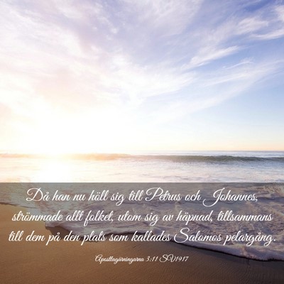 Picture 03 - Apostlagärningarna 3:11 SV1917 - Då han nu höll sig till Petrus och Johannes, - Bible Verse Picture