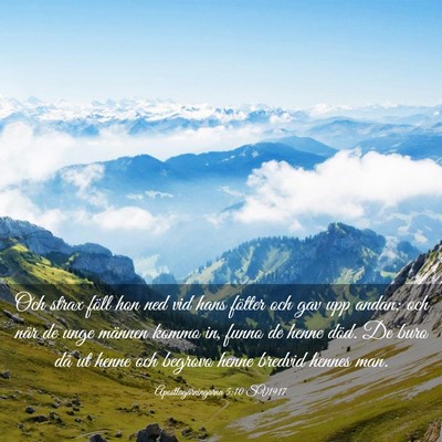 Picture 03 - Apostlagärningarna 5:10 SV1917 - Och strax föll hon ned vid hans fötter och gav - Bible Verse Picture