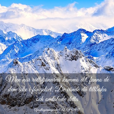 Picture 03 - Apostlagärningarna 5:22 SV1917 - Men när rättstjänarna kommo dit, funno de dem - Bible Verse Picture