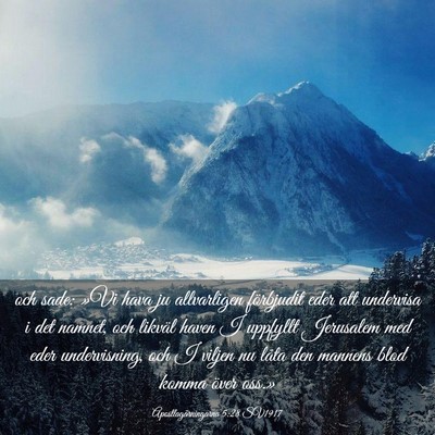 Picture 03 - Apostlagärningarna 5:28 SV1917 - och sade: »Vi hava ju allvarligen förbjudit - Bible Verse Picture