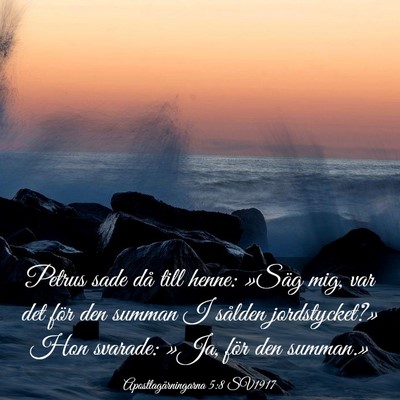 Picture 03 - Apostlagärningarna 5:8 SV1917 - Petrus sade då till henne: »Säg mig, var det - Bible Verse Picture