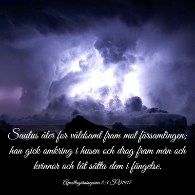 Picture 03 - Apostlagärningarna 8:3 SV1917 - Saulus åter for våldsamt fram mot - Bible Verse Picture