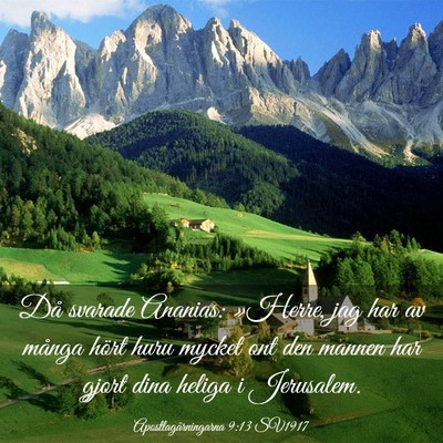 Picture 03 - Apostlagärningarna 9:13 SV1917 - Då svarade Ananias: »Herre, jag har av många - Bible Verse Picture