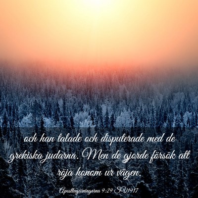 Picture 03 - Apostlagärningarna 9:29 SV1917 - och han talade och disputerade med de grekiska - Bible Verse Picture